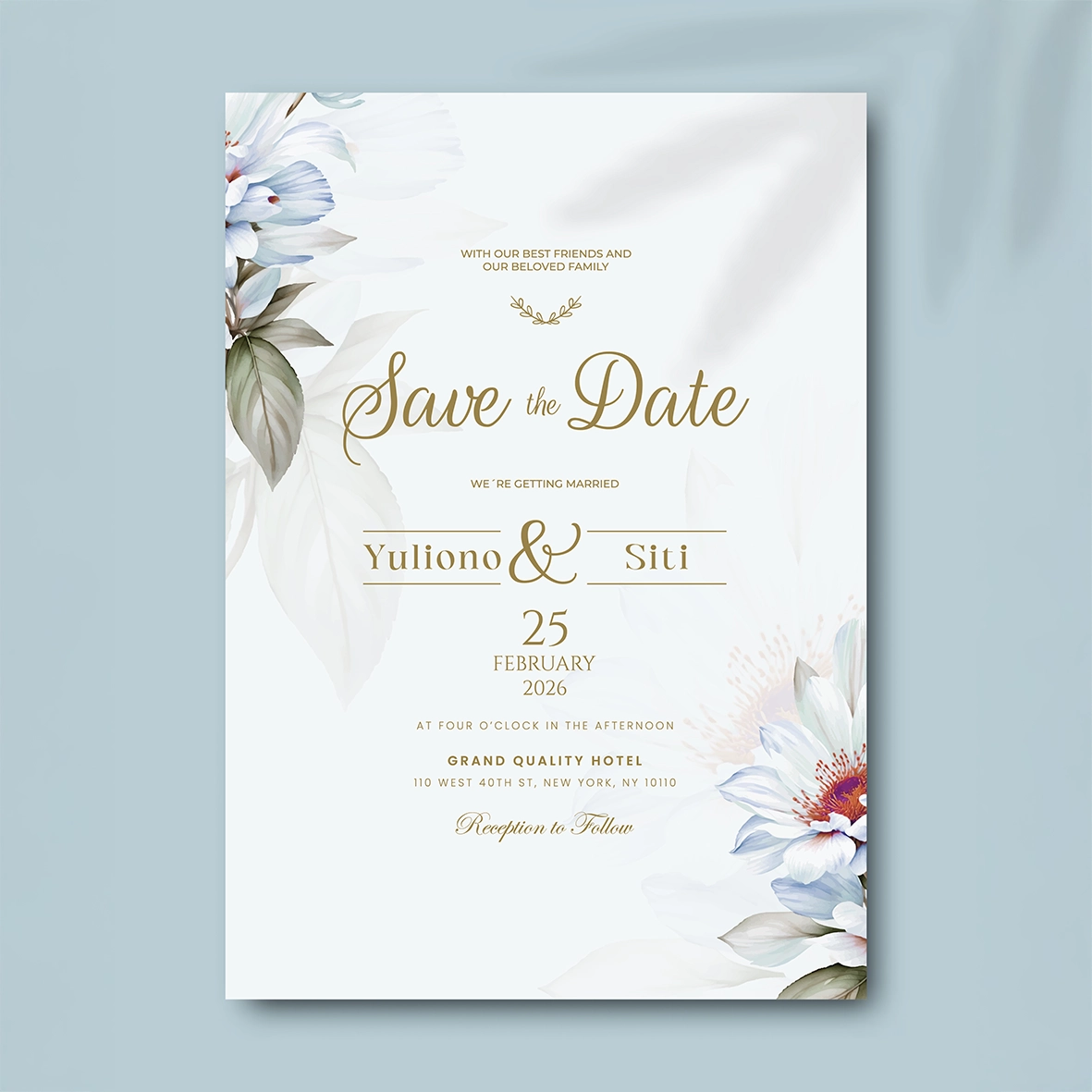 Floral Charm Wedding Card